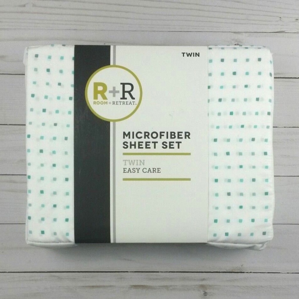 Room + Retreat Twin Size Sheet Set Teal White - Picture 1 of 2